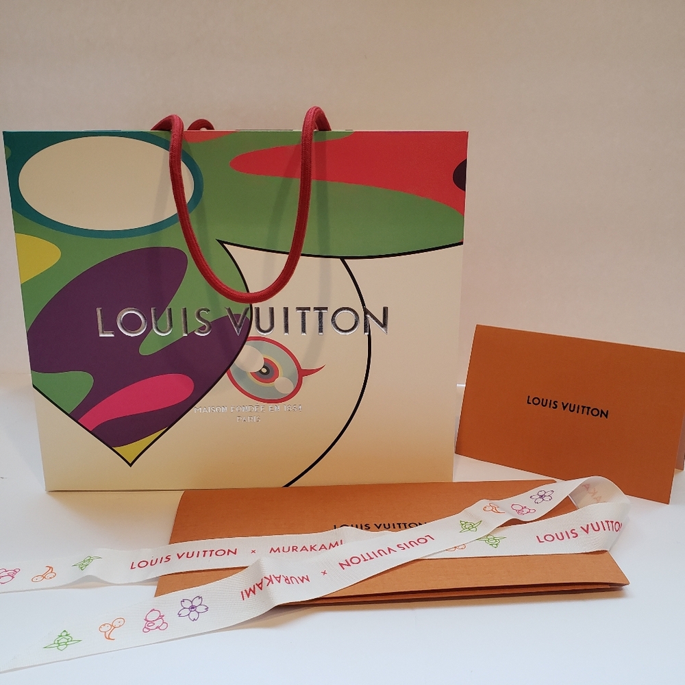 💖100% Authentic LOUIS VUITTON x  MURAKAMI Paper Shopping Bag & Ribbon Bundle